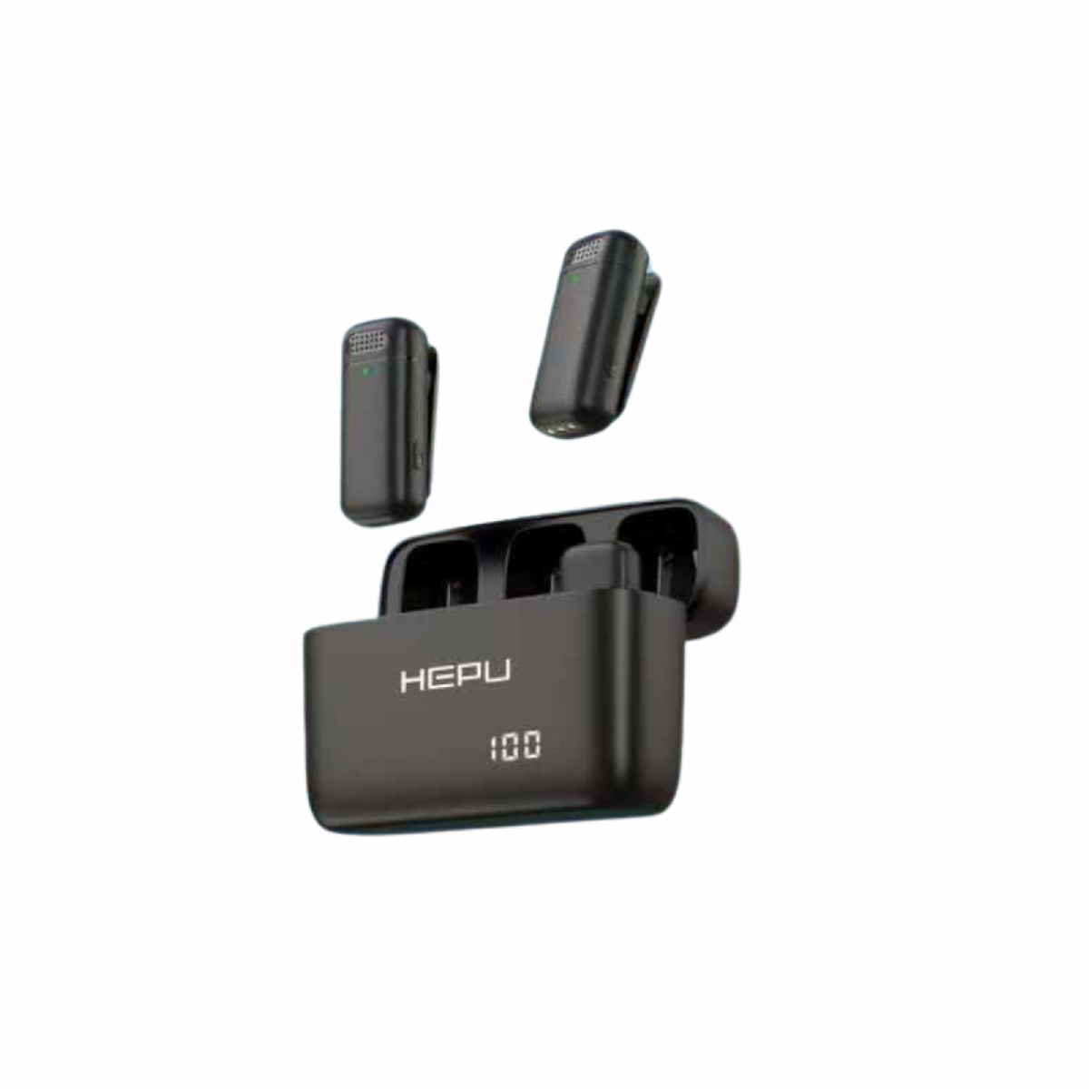 HEPU HP-K6 Kablosuz Mikrofon Seti – 2'li Mikrofon + LED Ekranlı Şarj Kutusu