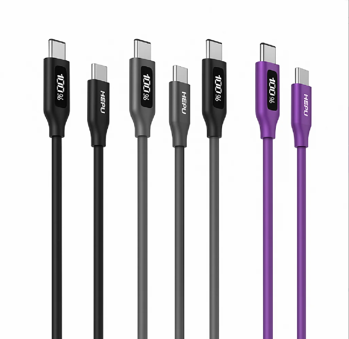 HEPU HP-120 Type-C to Type-C Kablo – 100W Süper Hızlı Şarj + LED Göstergeli (1.2 Metre)