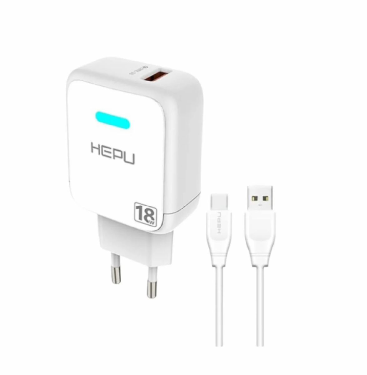 HEPU HP-618 18W 3A Hızlı Şarj Adaptörü – Qualcomm Quick Charge + Type-C Kablo Dahil