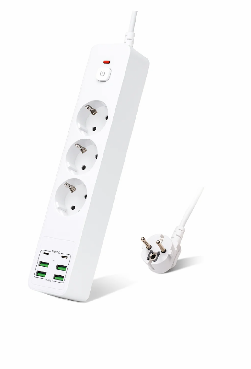 HEPU HP-H11 Akıllı Power Socket – 3 Priz + 4 USB + 2 Type-C, 3000W Güç