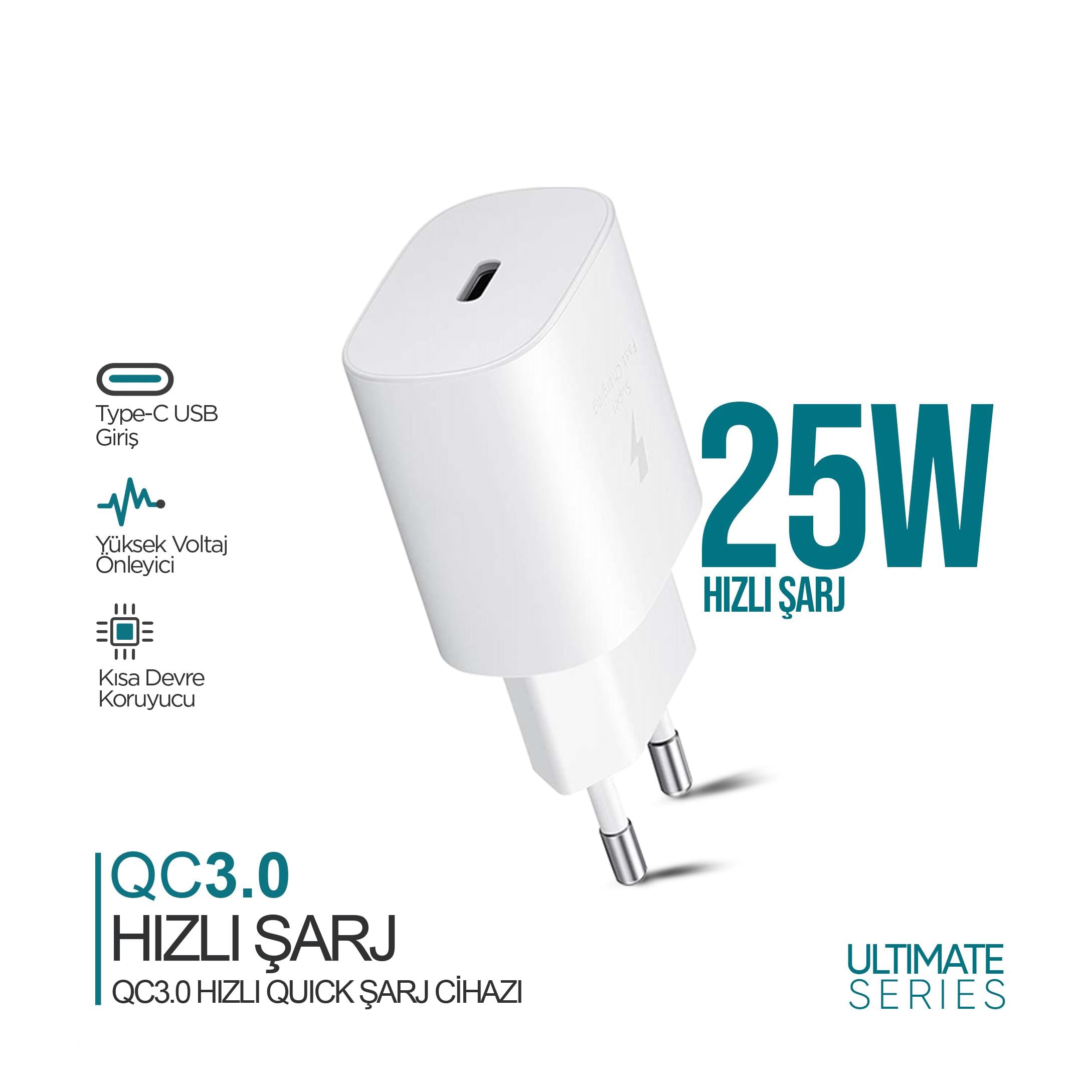 Phixi Ultimate UPD4125 25W PD Girişli Hızlı Şarj Adaptörü