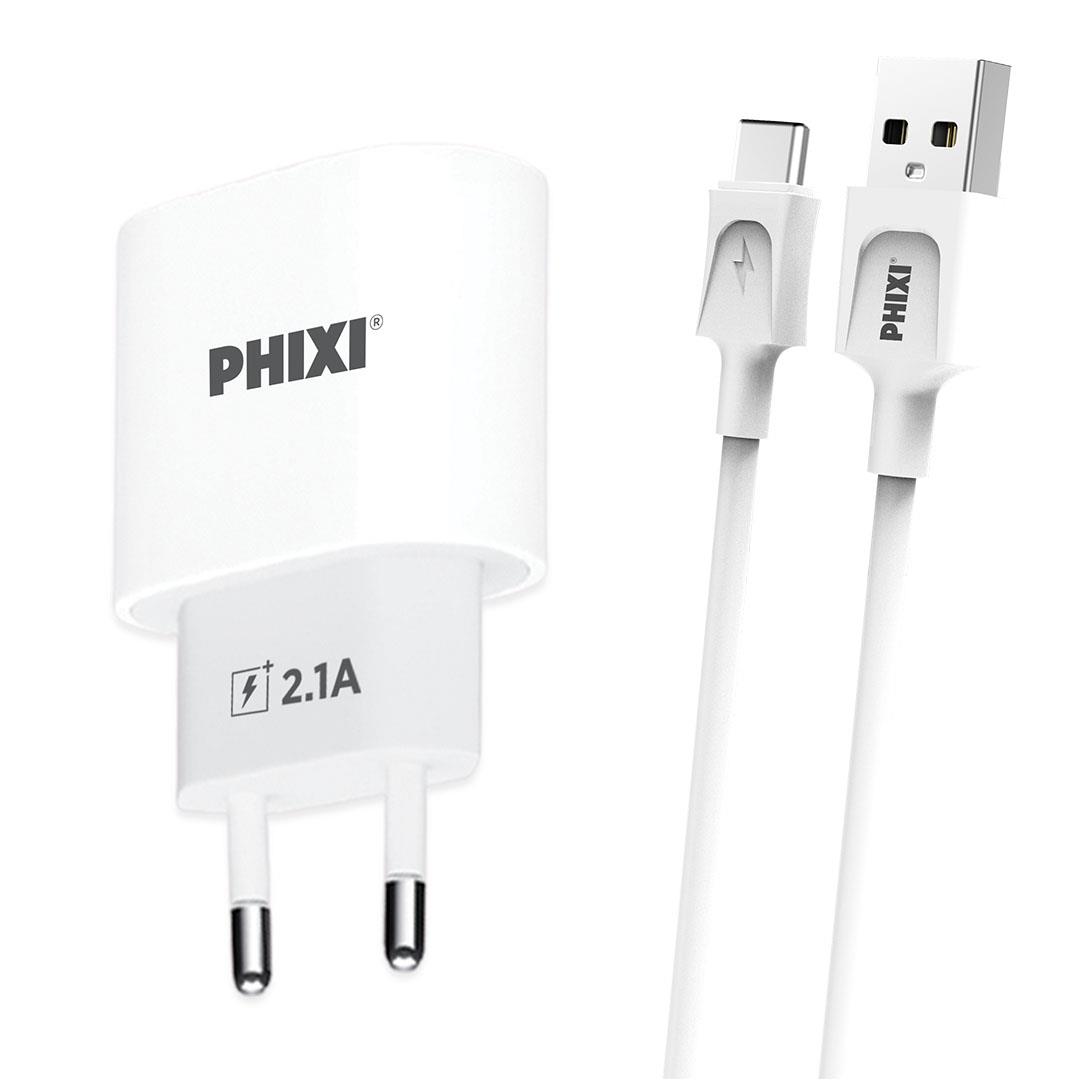 Phixi PCH221T Force Akım Korumalı 2.1A Type-C USB Kablolu Şarj Cihazı